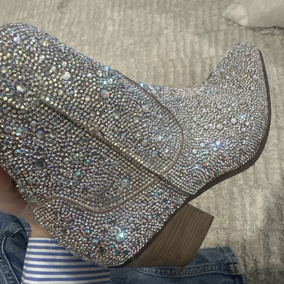 Cushionaire Sparkly Rhinetsone Western Ankle Boots Rodeo Concert Women's Size 8 - Picture 8 of 16